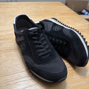 Tory Burch Sawtooth Logo New Black  Low Top Sneaker Trainer Shoes 11M